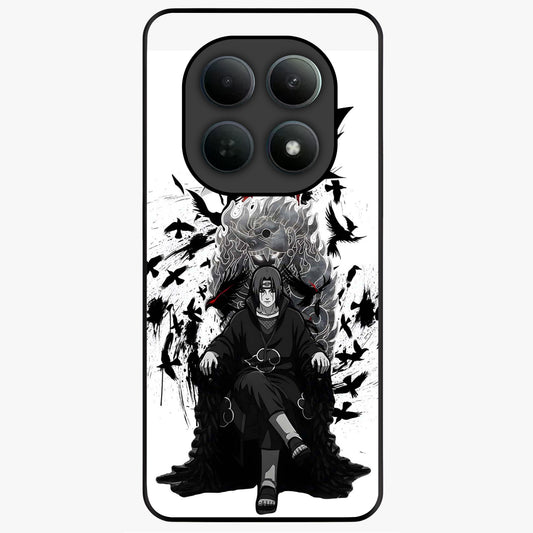 Uchiha Shadow Throne Glass Case showing flat back view with cosmic underwater themed artwork and glossy glass finish.