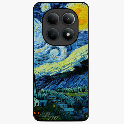 Van Gogh Art Glass Case showing flat back view with classic painterly artwork inspired by Van Gogh style and glossy glass finish.