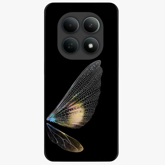 Whispers Of Wings Glass Case showing flat back view with graceful wing inspired artwork and glossy glass finish.