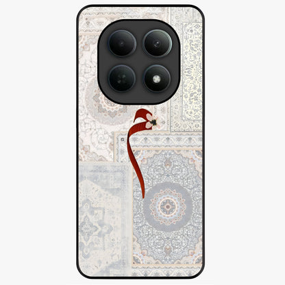 White Aesthetic Bow Glass Case showing flat back view with minimal bow artwork and glossy glass finish.