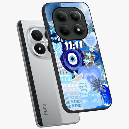 Aesthetic Be Kind Eye Glass Case displayed in angled mockup highlighting aesthetic eye design and inspirational vibe.