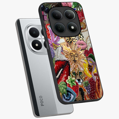 Beaded Fashion Jungle Glass Case displayed in angled mockup highlighting colorful fashion bead design and artistic pattern.
