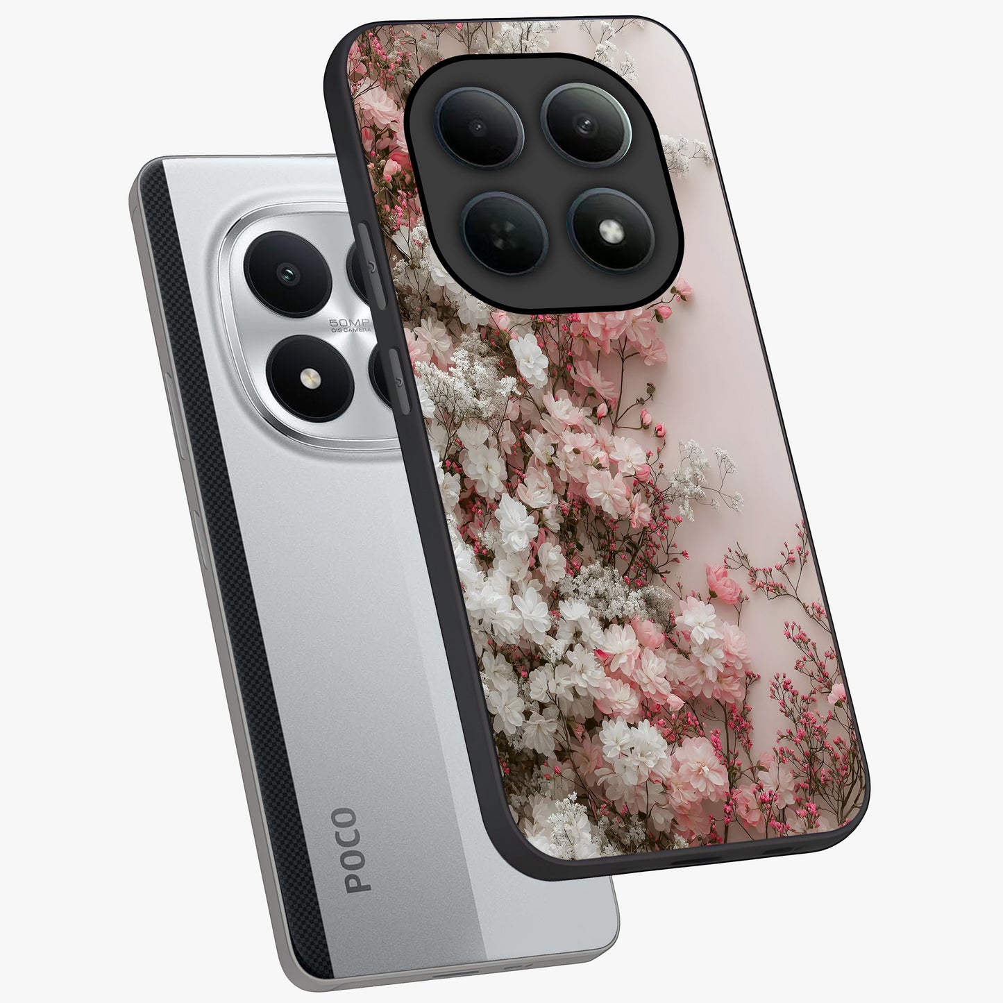 Blush Blossom Cloud Glass Case displayed in angled mockup highlighting soft cloud and blossom design with pastel aesthetic.