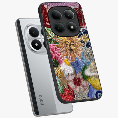 Celestial Floral and Playful Glass Case displayed in angled mockup highlighting playful floral design with dreamy celestial elements.