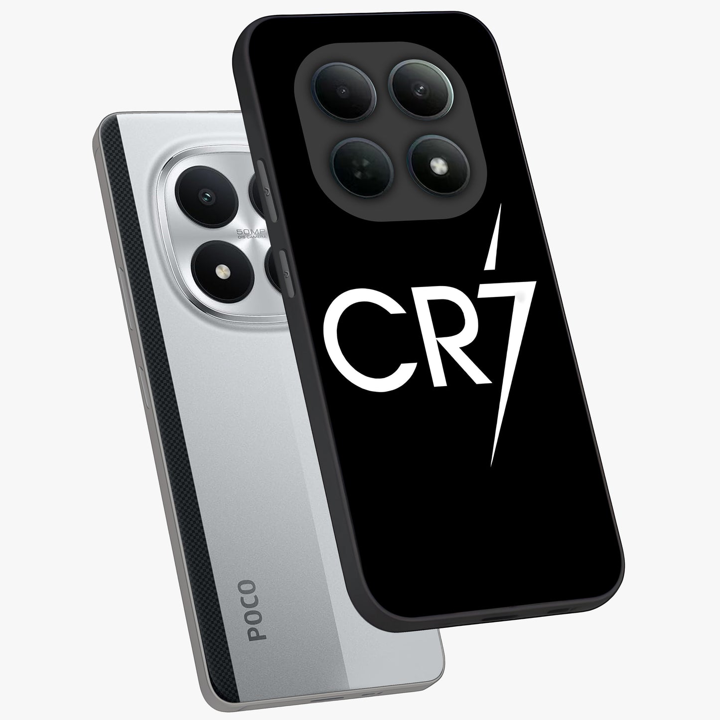 Cr7 Elite Strike Glass Case displayed in angled mockup highlighting powerful sports graphic with bold athletic theme.
