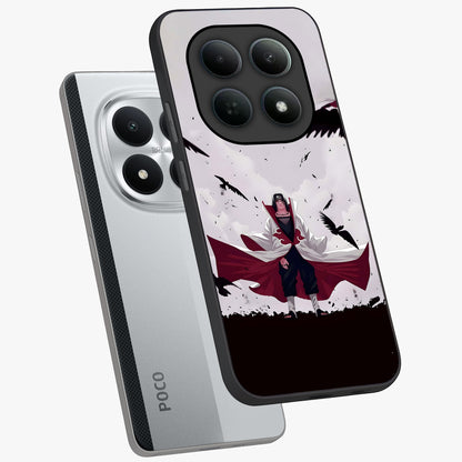 Crimson Crow Ascension Glass Case displayed in angled mockup highlighting powerful crow illustration with dark crimson aesthetic.
