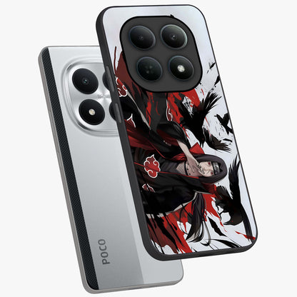 Crimson Crow Illusion Glass Case displayed in angled mockup highlighting mysterious crow graphic with dark aesthetic style.