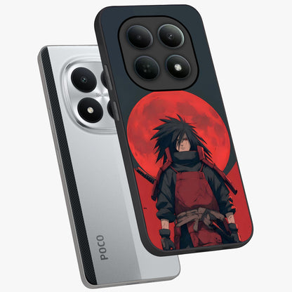 Crimson Moon Warlord Glass Case displayed in angled mockup highlighting dramatic crimson moon design with fantasy aesthetic.