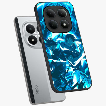 Cursed Energy Clash Glass Case displayed in angled mockup highlighting powerful battle inspired graphic with anime style aesthetic.