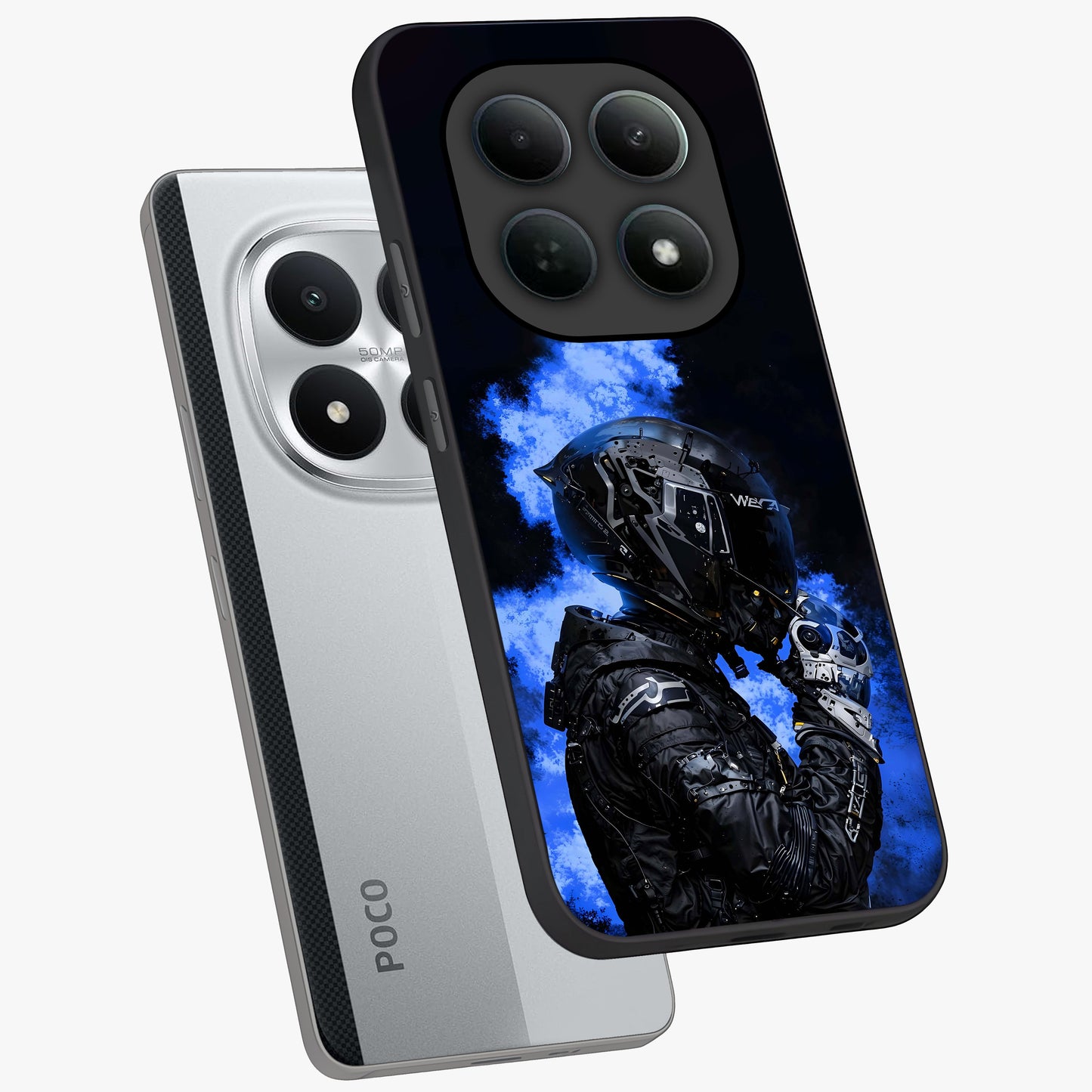 Cyber Sentinel Protocol Glass Case displayed in angled mockup highlighting digital cyber design with sci-fi aesthetic style.