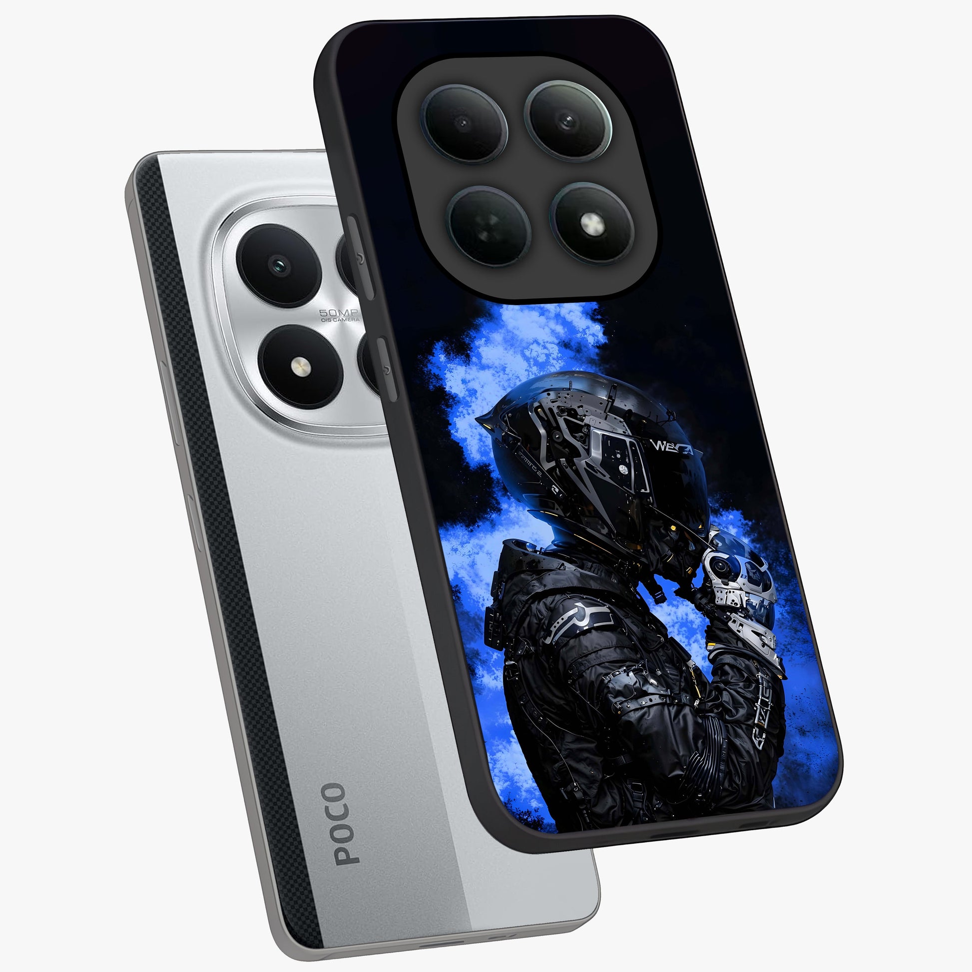 Cyber Sentinel Protocol Glass Case displayed in angled mockup highlighting digital cyber design with sci-fi aesthetic style.