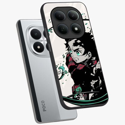 Demon Slayer Glass Case displayed in angled mockup highlighting dramatic anime character design with action aesthetic.