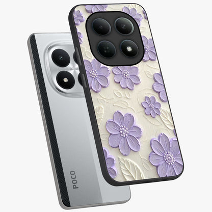 Floral Wall Art With Purple Flowers Glass Case displayed in angled mockup highlighting vibrant purple floral illustration with artistic aesthetic.