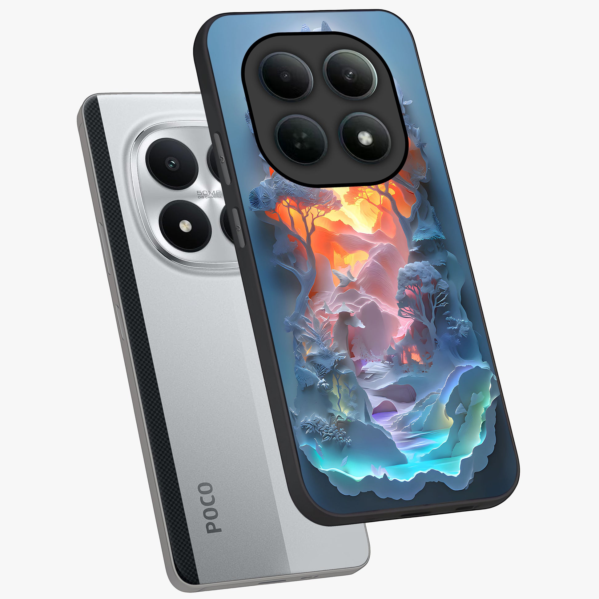 Glow Forest Portal Glass Case displayed in angled mockup highlighting mystical forest design with magical glowing aesthetic.