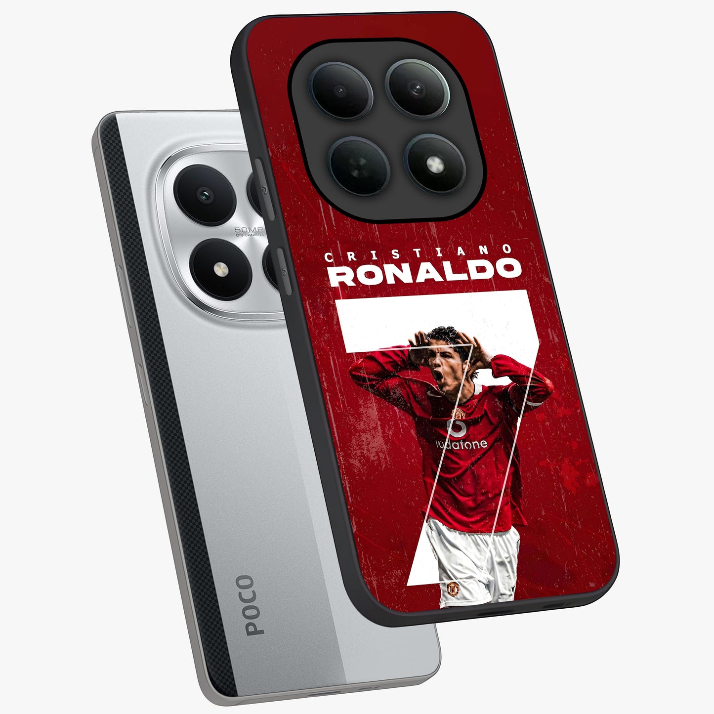 Goal Celebration Legacy Glass Case displayed in angled mockup highlighting energetic sports celebration design with bold athletic theme.