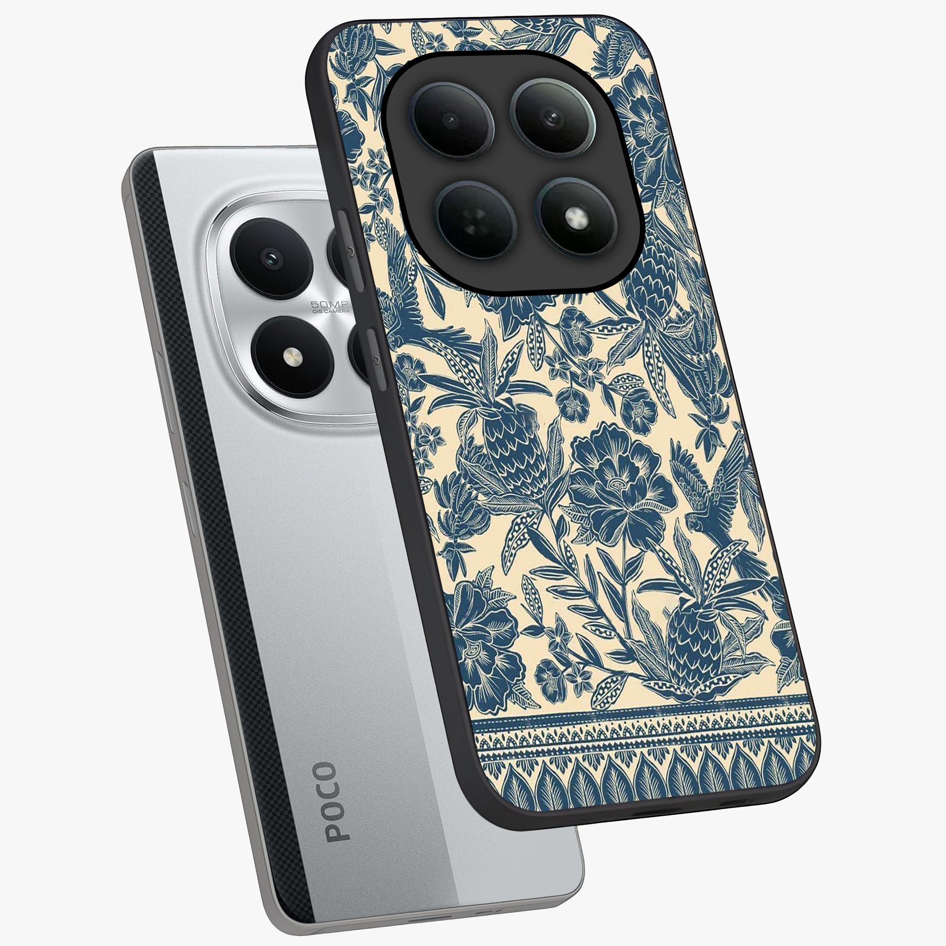 Heirloom Wild Bloom Glass Case displayed in angled mockup highlighting botanical bloom design with classic aesthetic style.