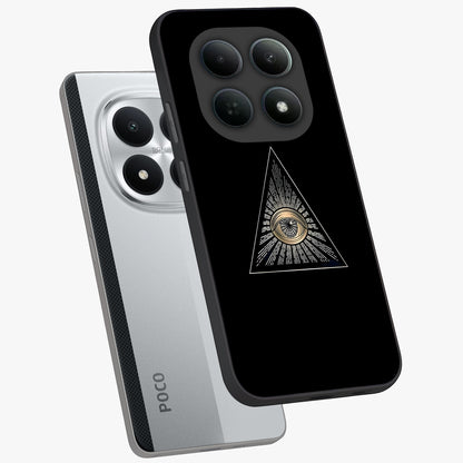 Illuminati Evil Glass Case displayed in angled mockup highlighting dark occult inspired design with bold aesthetic style.