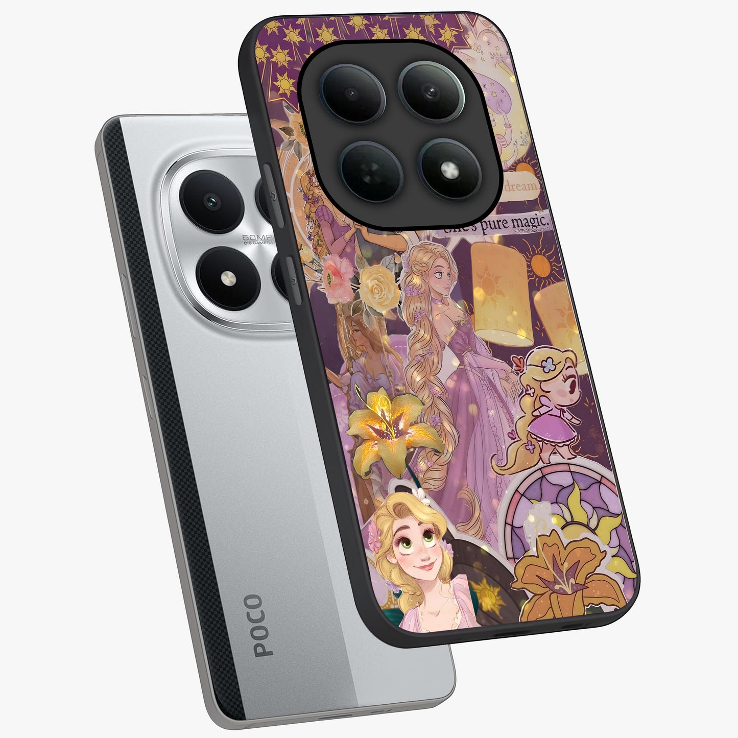 Magical Tangled Dream Glass Case displayed in angled mockup highlighting whimsical fantasy design with magical aesthetic.