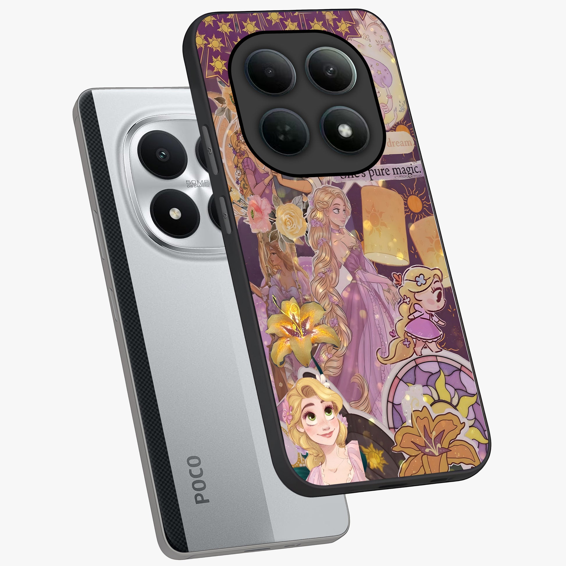 Magical Tangled Dream Glass Case displayed in angled mockup highlighting whimsical fantasy design with magical aesthetic.