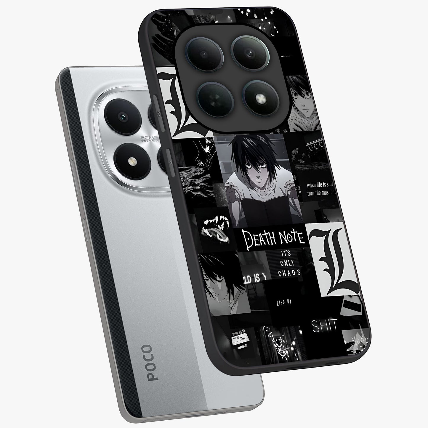 Midnight Chaos Mind Glass Case displayed in angled mockup highlighting chaotic artistic design with dramatic midnight aesthetic.