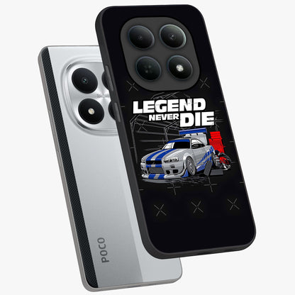 Midnight Racing Legacy Glass Case displayed in angled mockup highlighting dynamic automotive design with bold midnight aesthetic.