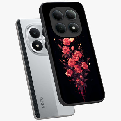Moonlit Floral Elegance Glass Case displayed in angled mockup highlighting graceful flower design with soft moonlight aesthetic.