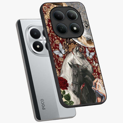 Moonlit Royal Stallion Glass Case displayed in angled mockup highlighting powerful stallion illustration with royal night aesthetic.