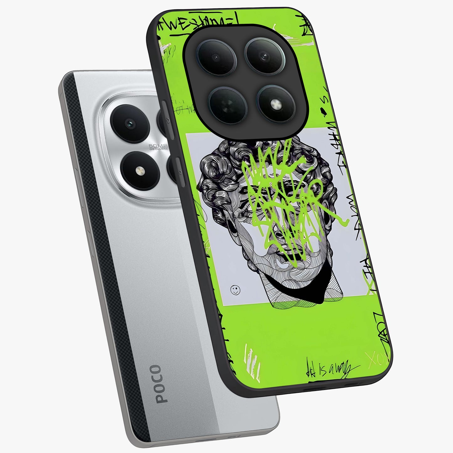 Neo Graffiti Rebellion Glass Case displayed in angled mockup highlighting urban street art design with rebellious aesthetic.