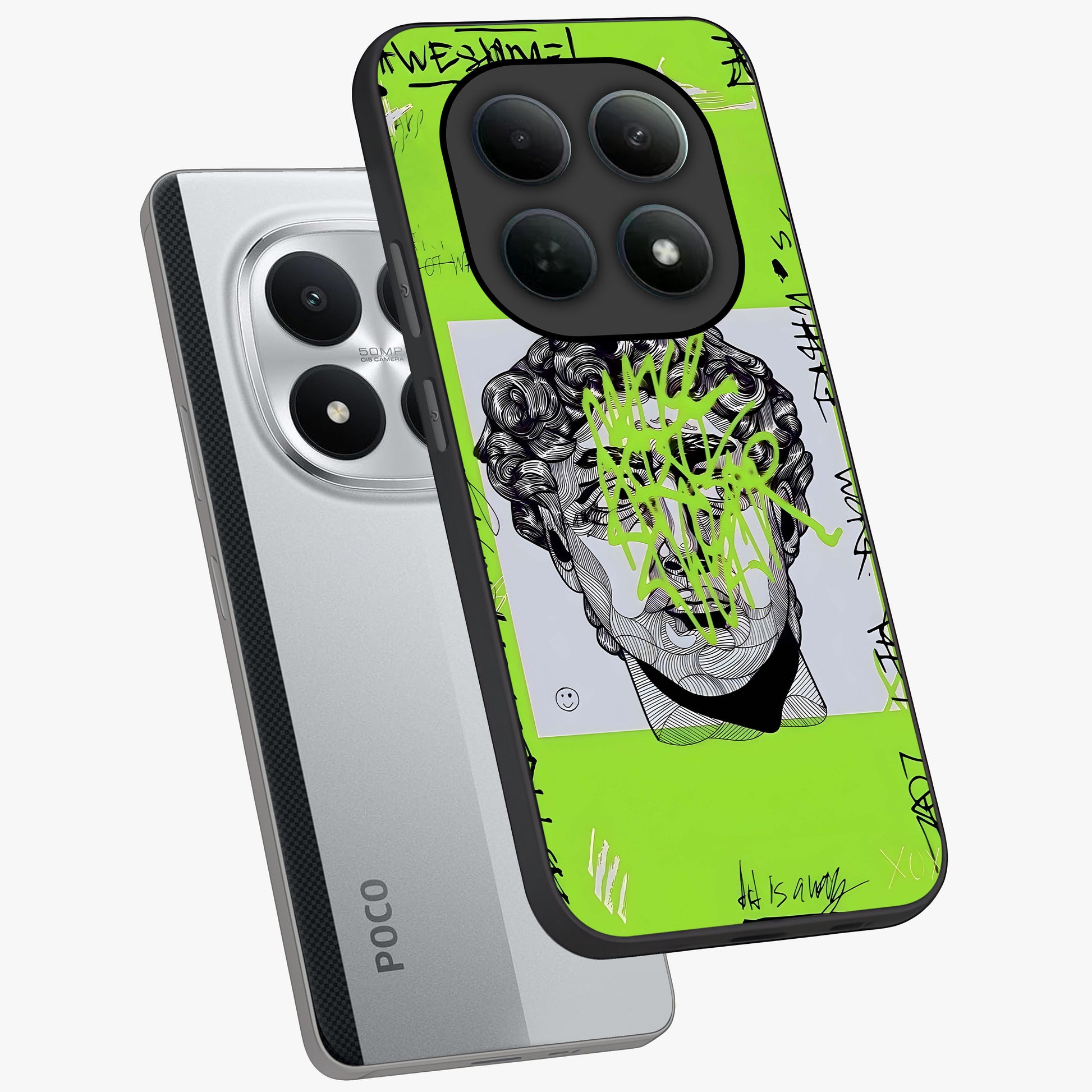 Neo Graffiti Rebellion Glass Case displayed in angled mockup highlighting urban street art design with rebellious aesthetic.