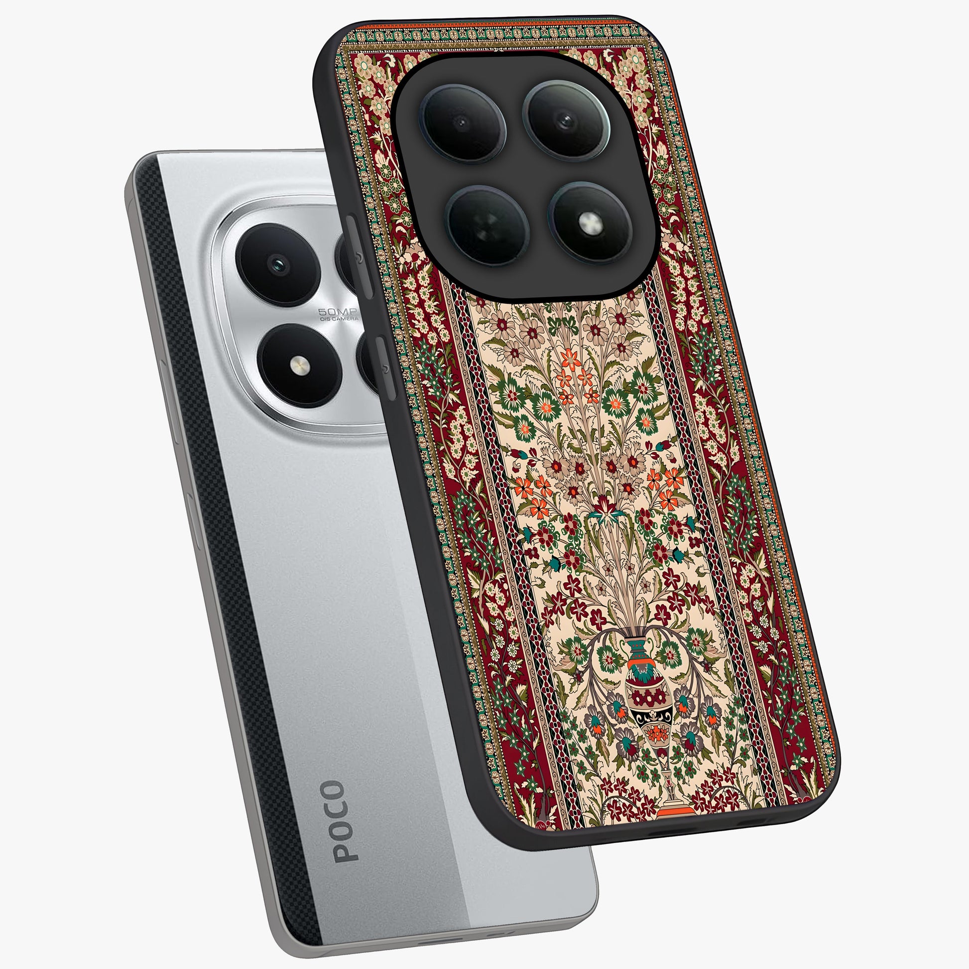 Persian Inspired Glass Case displayed in angled mockup highlighting intricate traditional design with elegant cultural aesthetic.