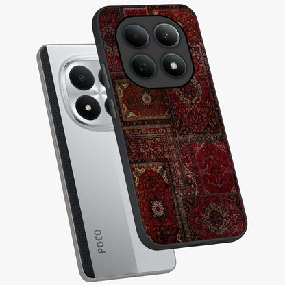 Persian Velvet Tale Glass Case displayed in angled mockup highlighting ornate textile inspired design with royal aesthetic.