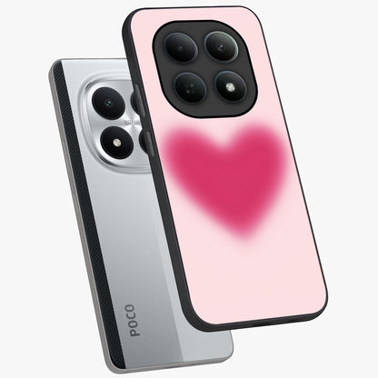 Pink Aura Heart Glass Case displayed in angled mockup highlighting vibrant pink heart design with dreamy aura aesthetic.