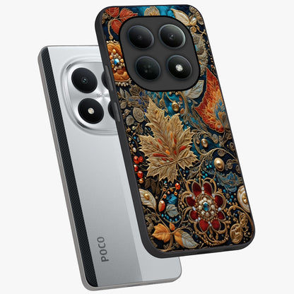 Royal Jewel Garden Glass Case displayed in angled mockup highlighting vibrant jewel inspired floral design with elegant aesthetic.