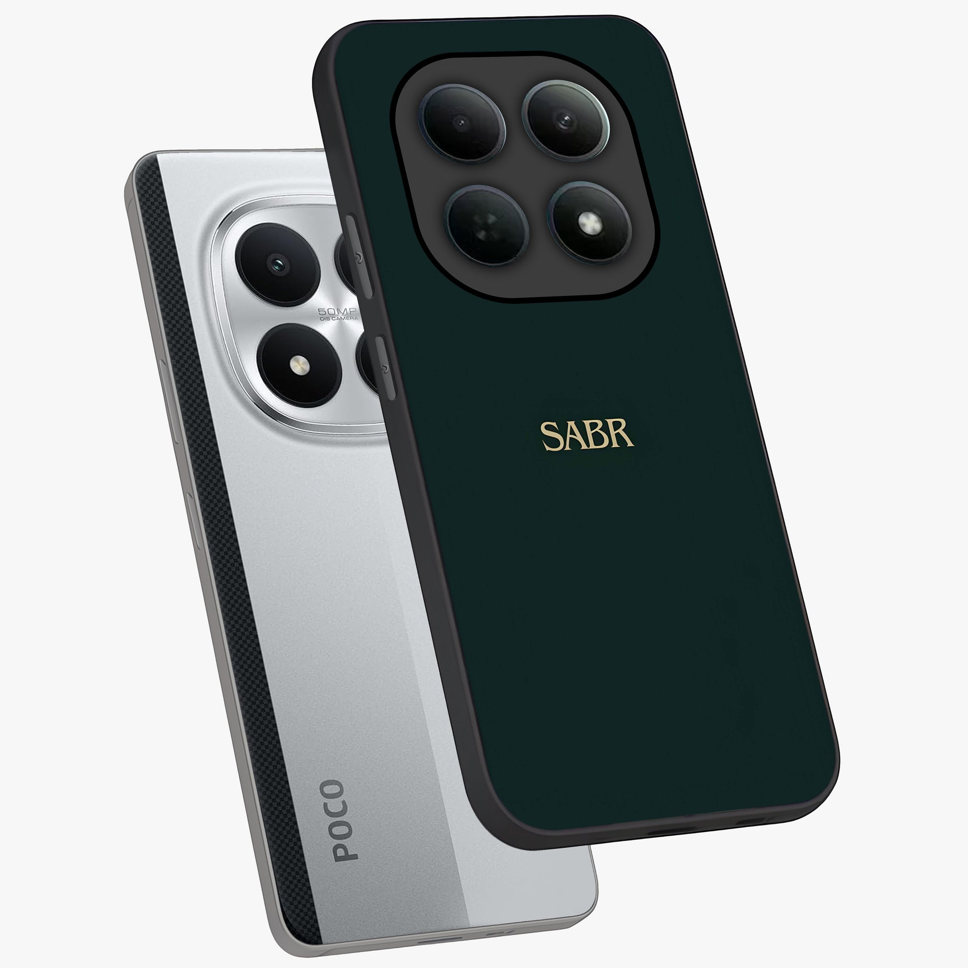 Sabr Minimal Patience Glass Case displayed in angled mockup highlighting simple inspirational design with clean aesthetic style.