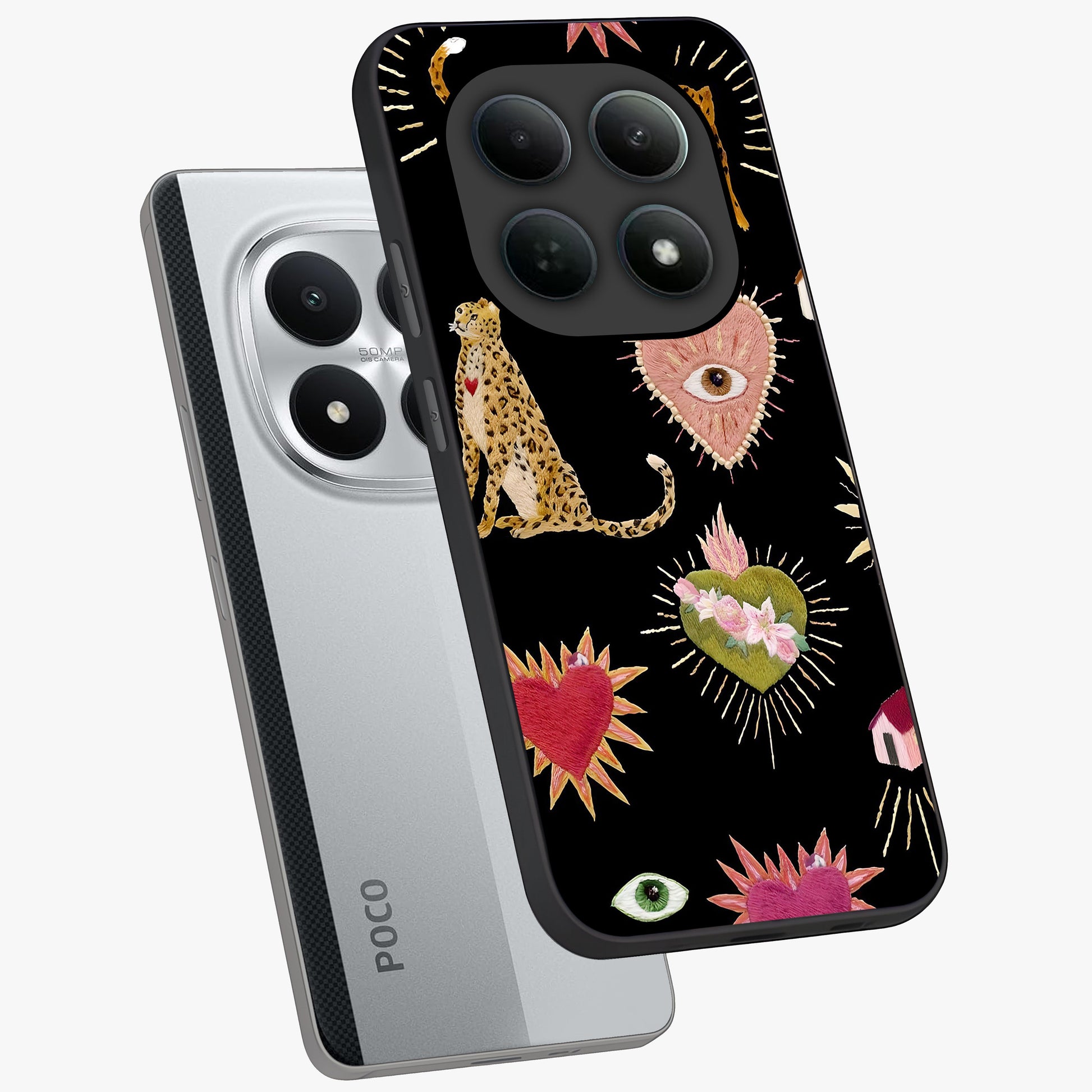 Sacred Jungle Heart Glass Case displayed in angled mockup highlighting lush tropical design with natural aesthetic style.