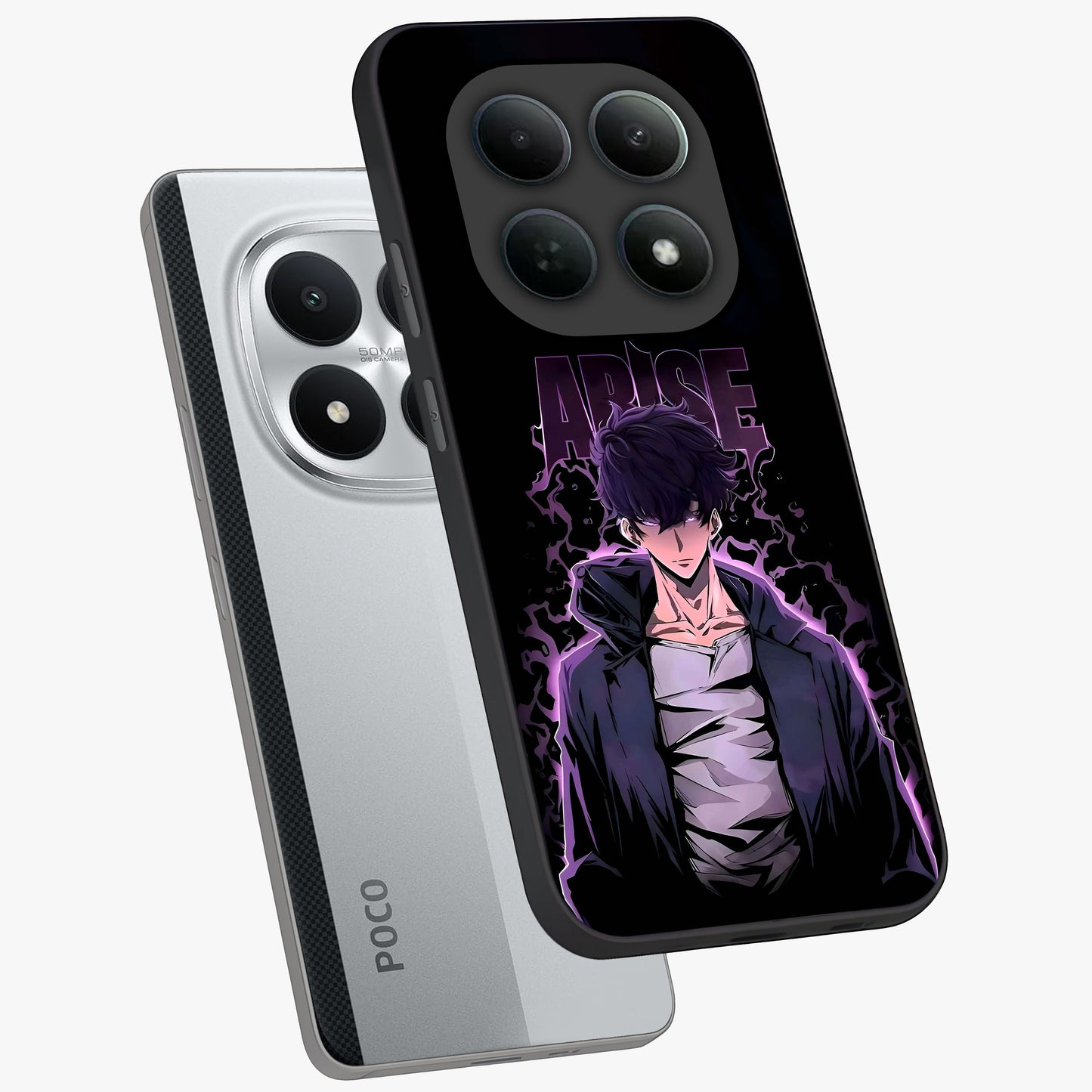Shadow Monarch Awakening Glass Case displayed in angled mockup highlighting dramatic shadow warrior design with fantasy aesthetic.