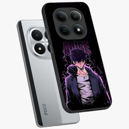Shadow Monarch Awakening Glass Case displayed in angled mockup highlighting dramatic shadow warrior design with fantasy aesthetic.