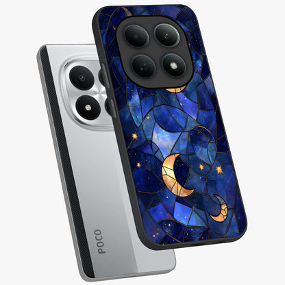Starlit Sky Tapestry Glass Case displayed in angled mockup highlighting celestial night pattern with artistic aesthetic style.