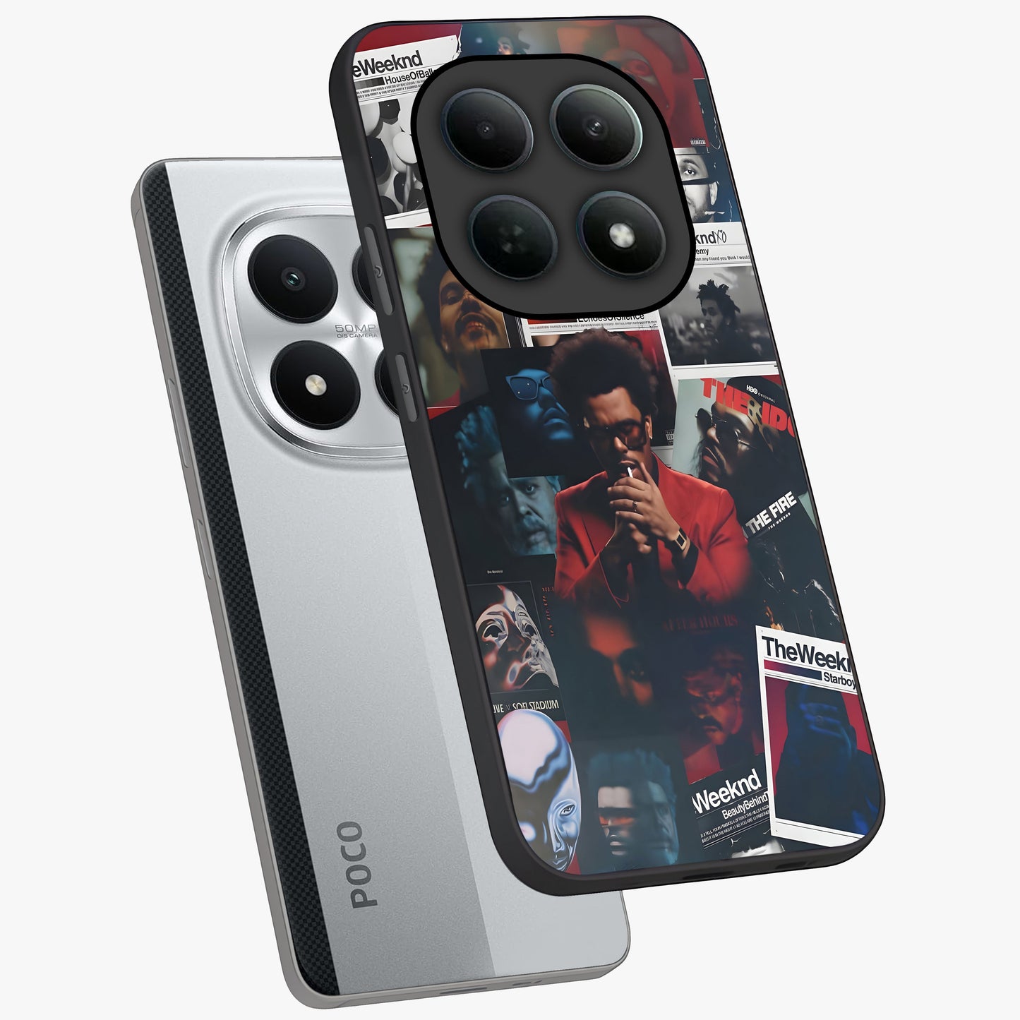 The Weeknd Glass Case displayed in angled mockup highlighting stylish pop culture inspired design with modern aesthetic.
