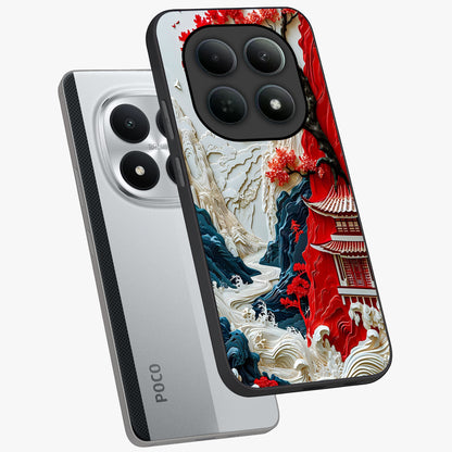 Whispers Of Sakura Waves Glass Case displayed in angled mockup highlighting flowing sakura design with soft floral aesthetic.