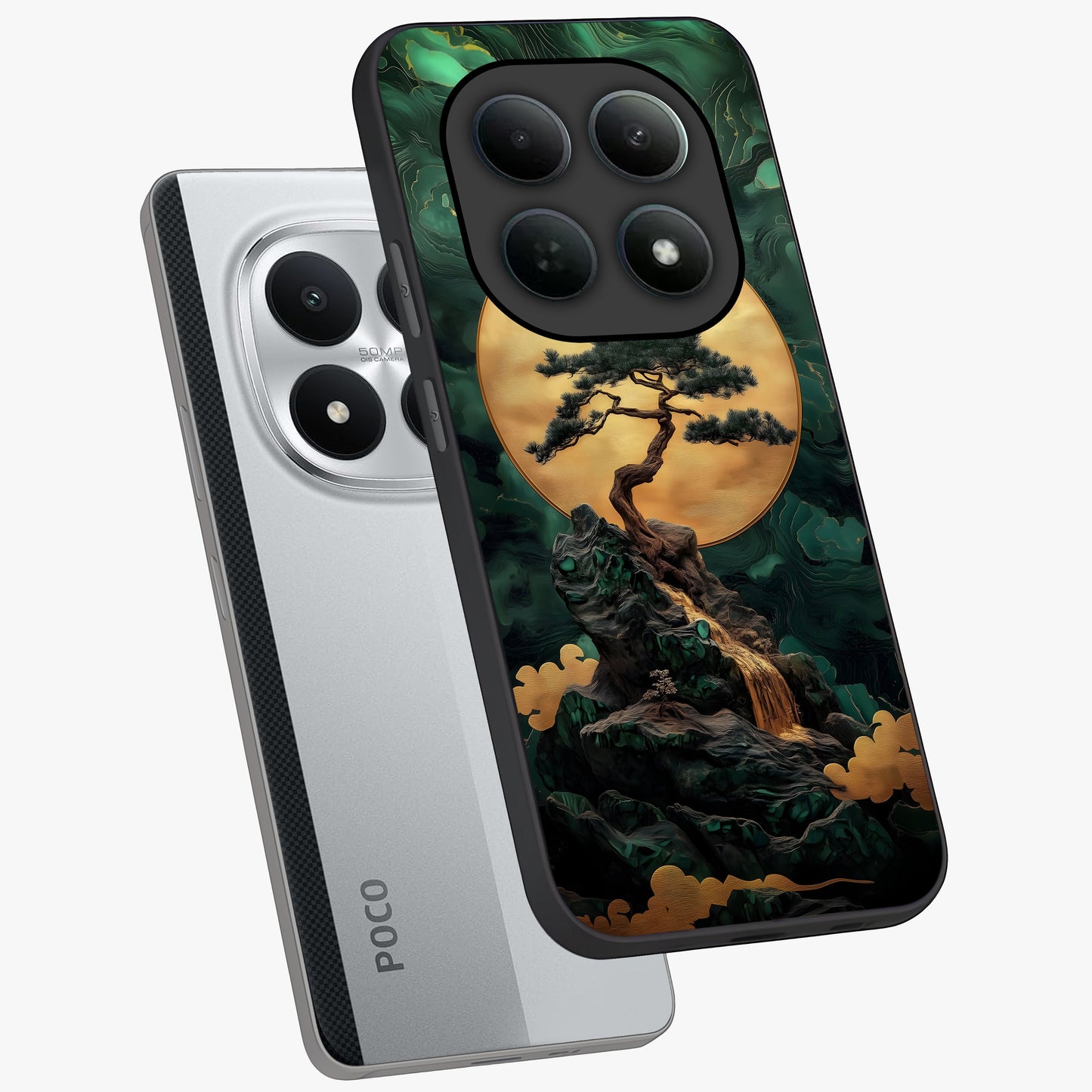 Zen Moon Rise Glass Case displayed in angled mockup highlighting peaceful lunar design with zen aesthetic style.