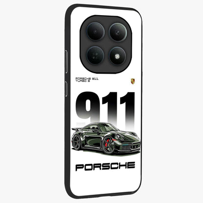 911 Turbo Dominance Glass Case upright perspective showcasing powerful racing design and modern automotive aesthetic.
