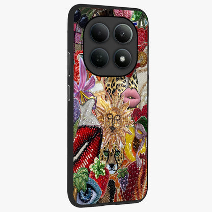 Beaded Fashion Jungle Glass Case upright view showcasing tropical jungle aesthetic with decorative bead elements.