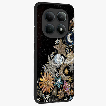 Cosmic Sparkle Dreams Glass Case upright view showcasing glowing cosmic artwork with magical galaxy theme.