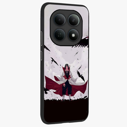 Crimson Crow Ascension Glass Case upright view showcasing dramatic crow artwork with bold gothic theme.