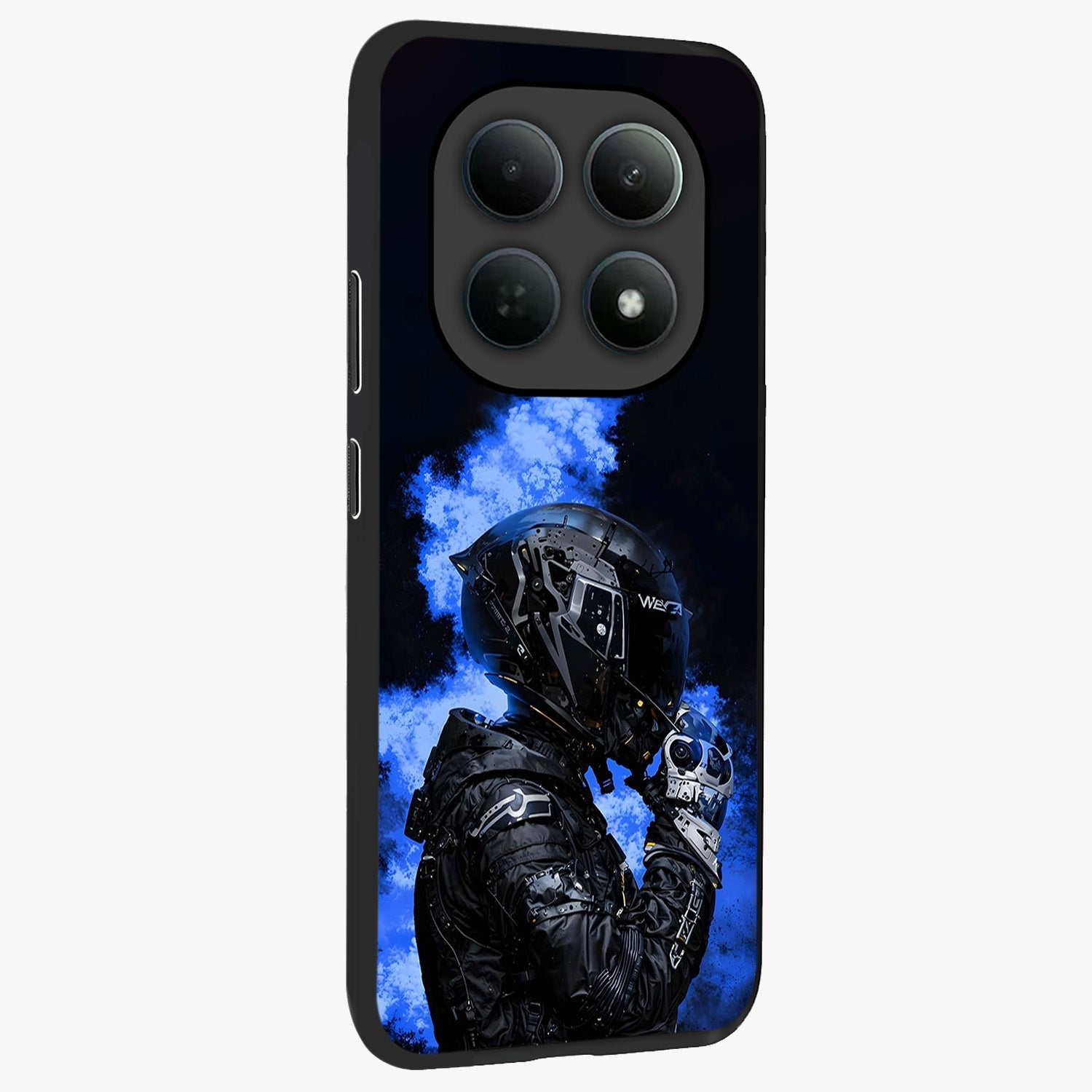 Cyber Sentinel Protocol Glass Case upright view showcasing advanced cyber sentinel artwork with futuristic tech theme.