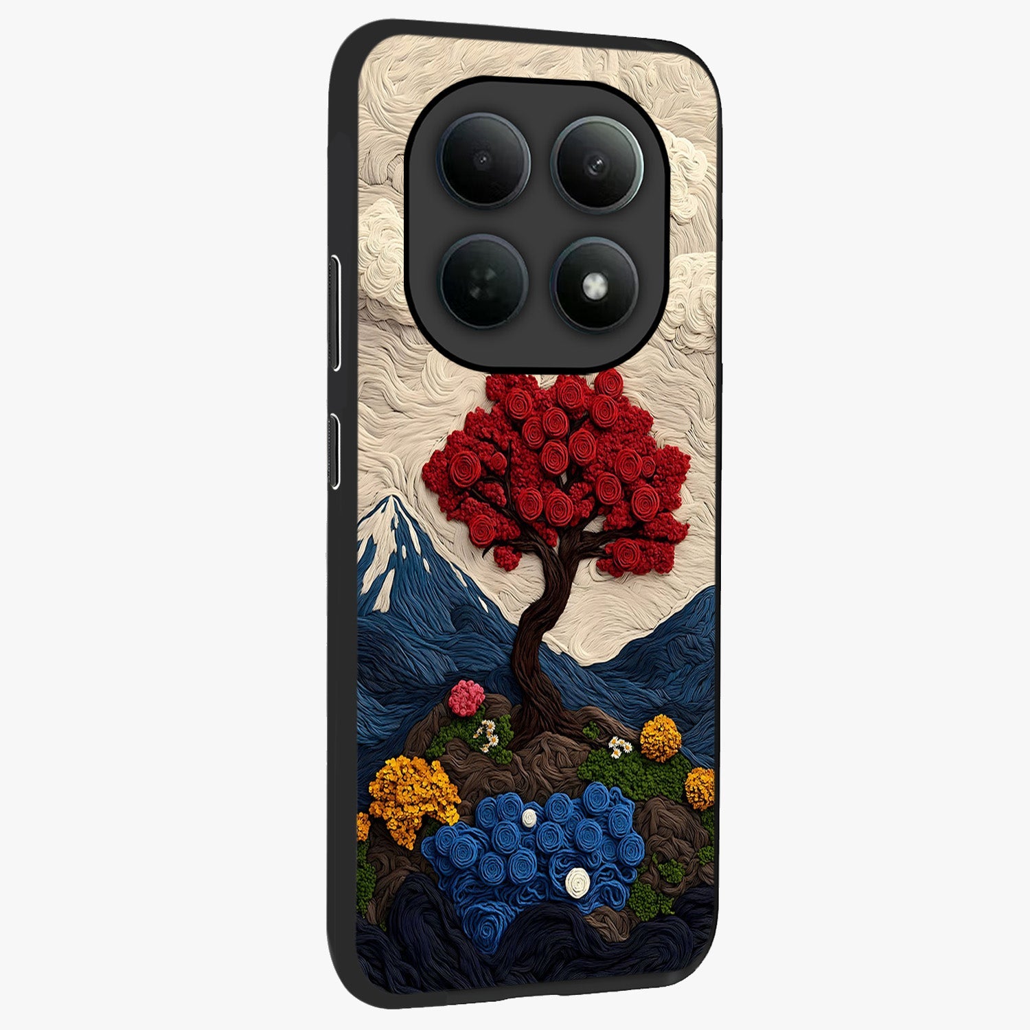 Eternal Nature Tapestry Glass Case upright view showcasing elegant nature tapestry design with decorative style.