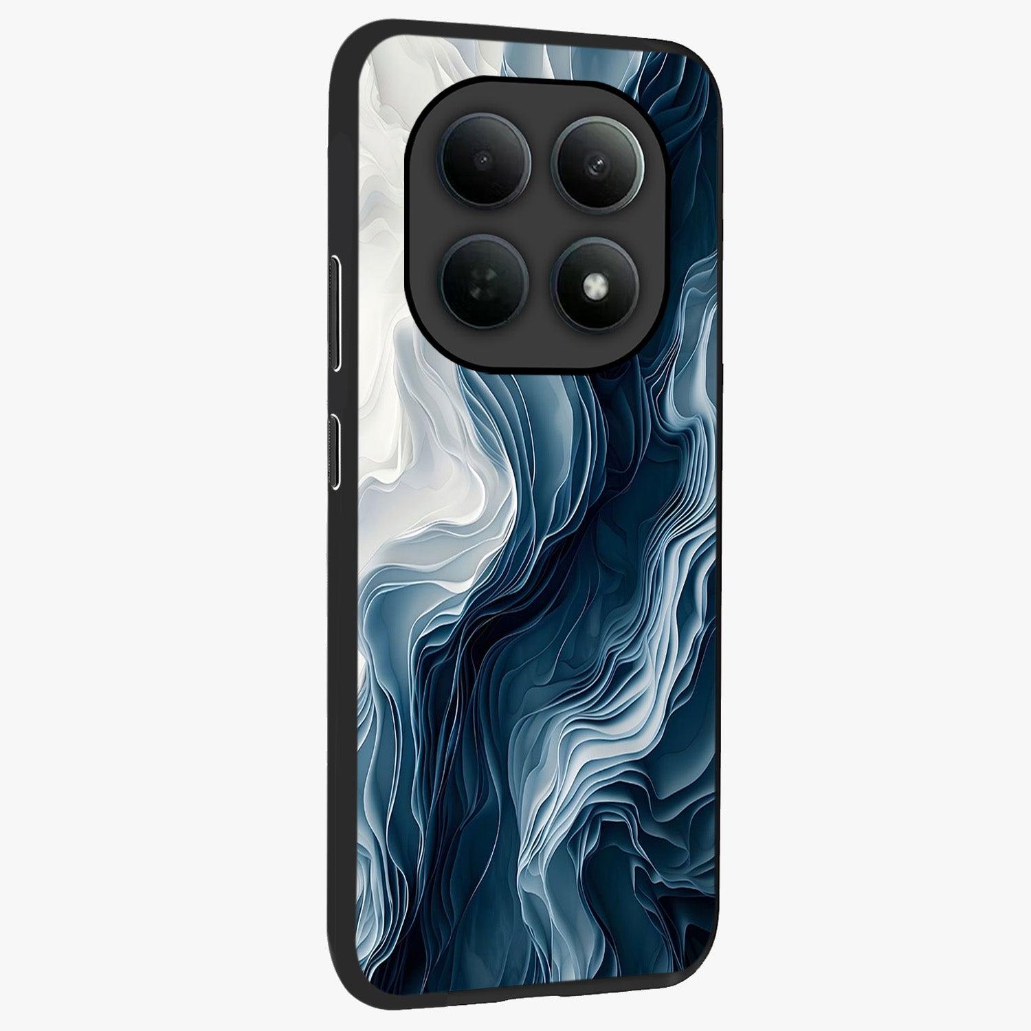 Ethereal Paper Marble Glass Case upright view showcasing smooth marble artwork with refined minimalist theme.
