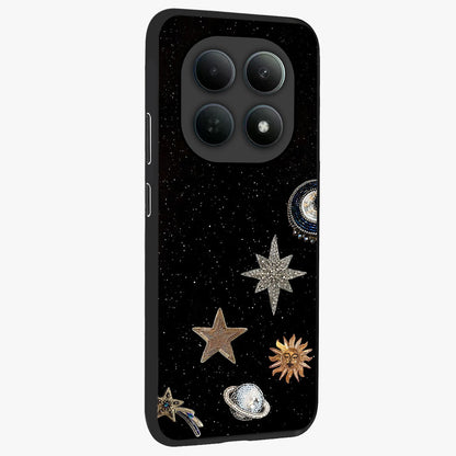 Galactic Charm Glow Glass Case upright view showcasing glowing cosmic charm artwork with magical celestial style.