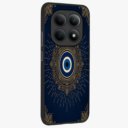 Golden Celestial Charm Glass Case upright view showcasing radiant celestial artwork with elegant golden theme.